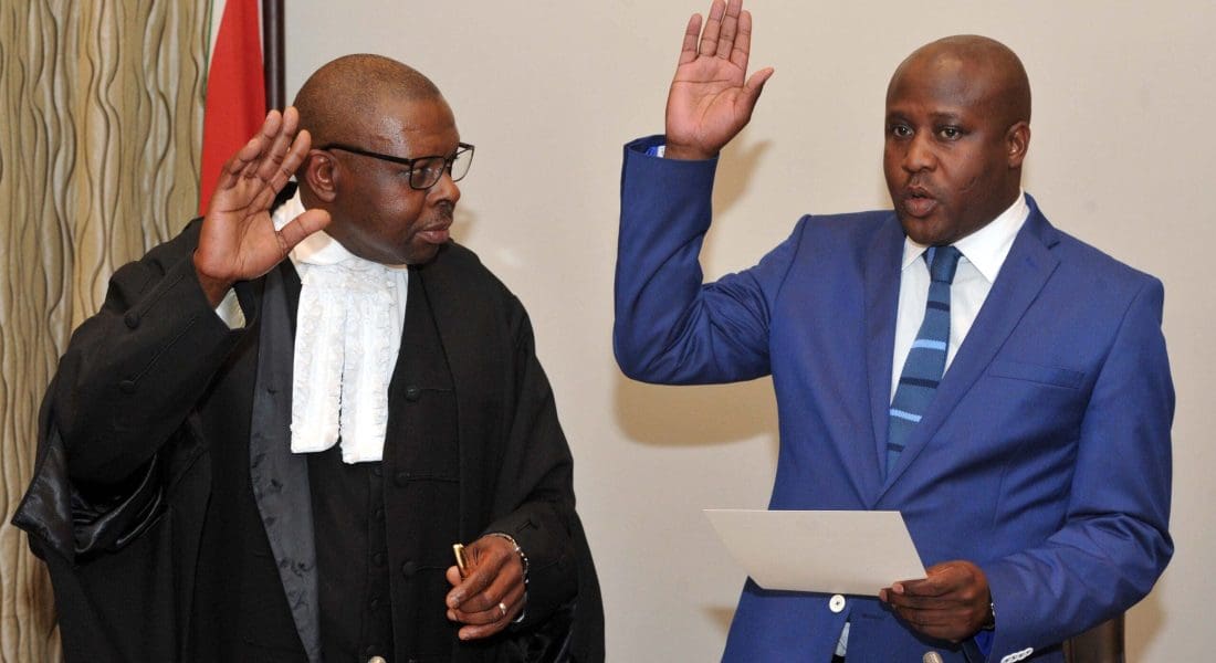 Former Judge, John Hlophe swearing-in Bongani Bongo as Minister of State Security, October 2017. GovernmentZA on Flickr.